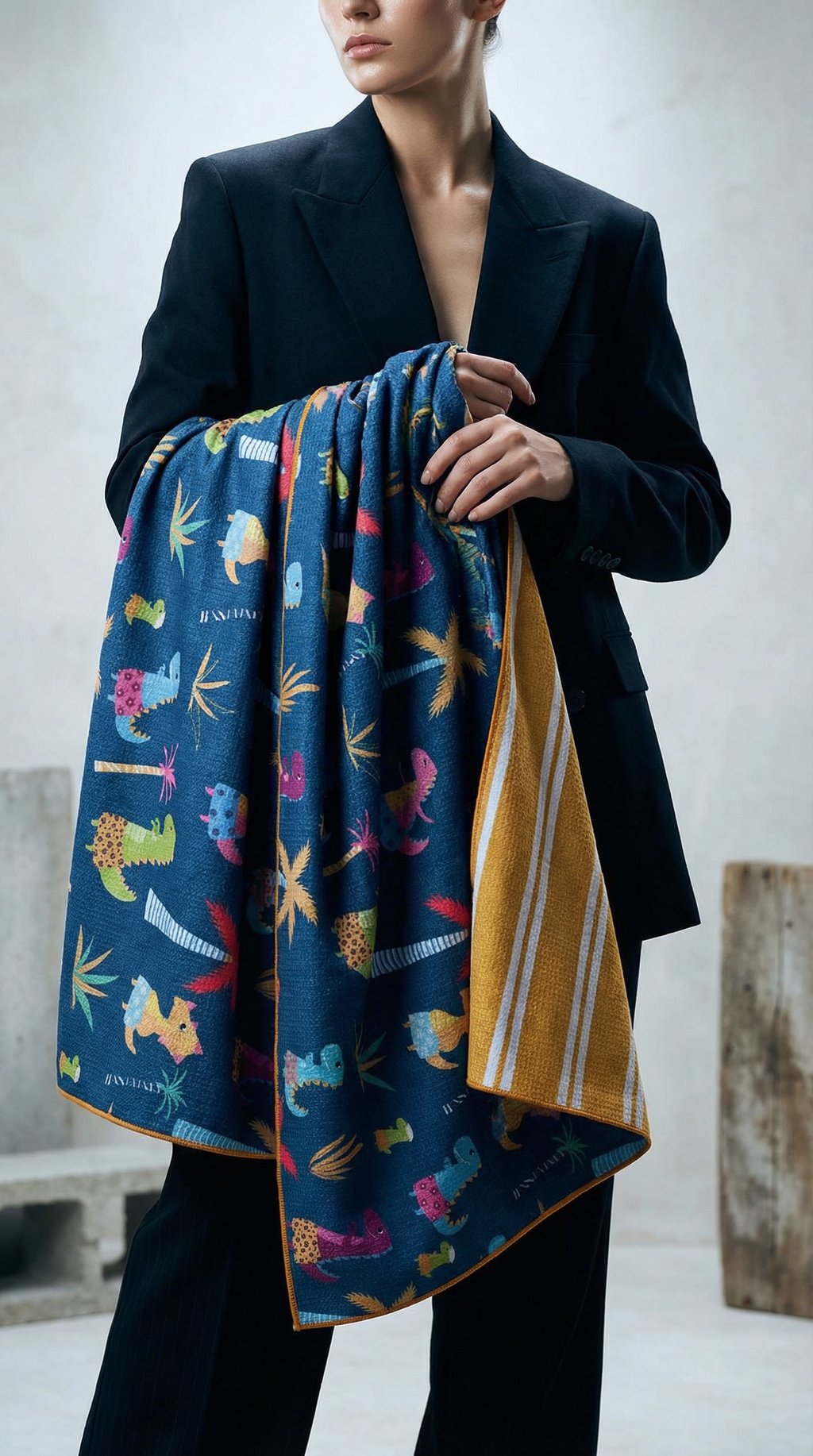 AI product shot of Dinosaur Print Sand Free Towel