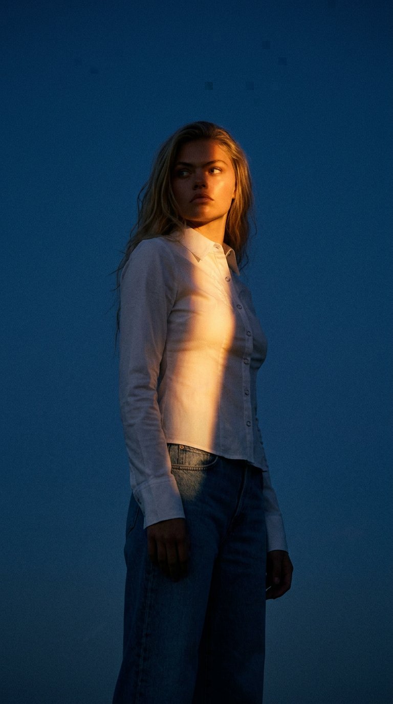 AI product shot of Tailored Pearl Snap Top