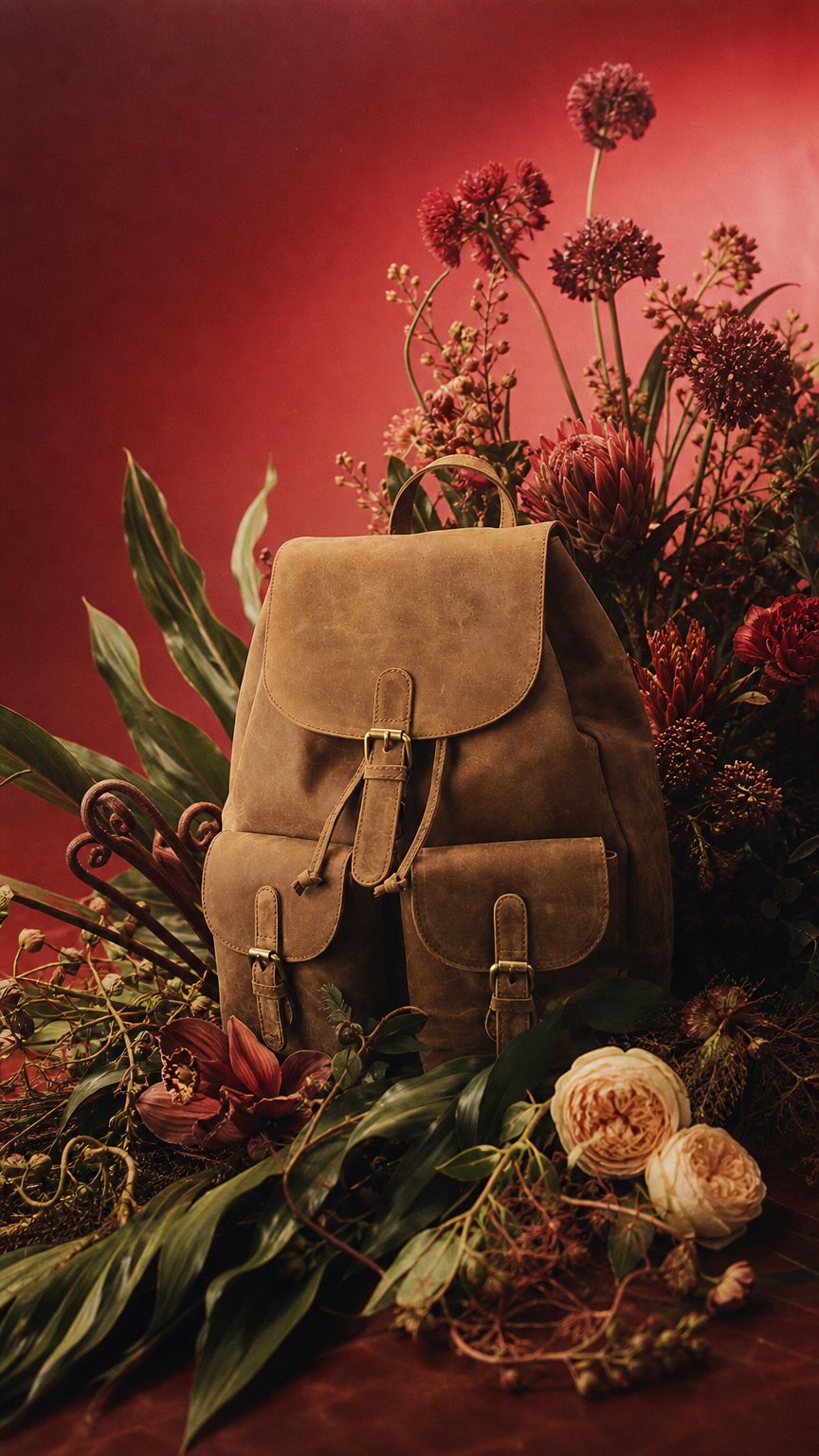 AI product shot of Großer Überschlag Rucksack - Büffel Vintage Hunter Leder