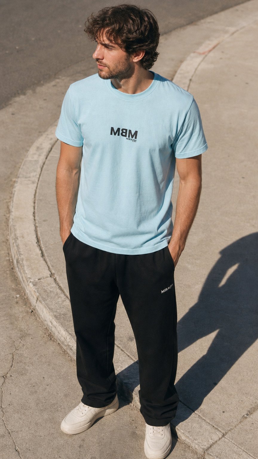 AI product shot of MBM Blue Tee
