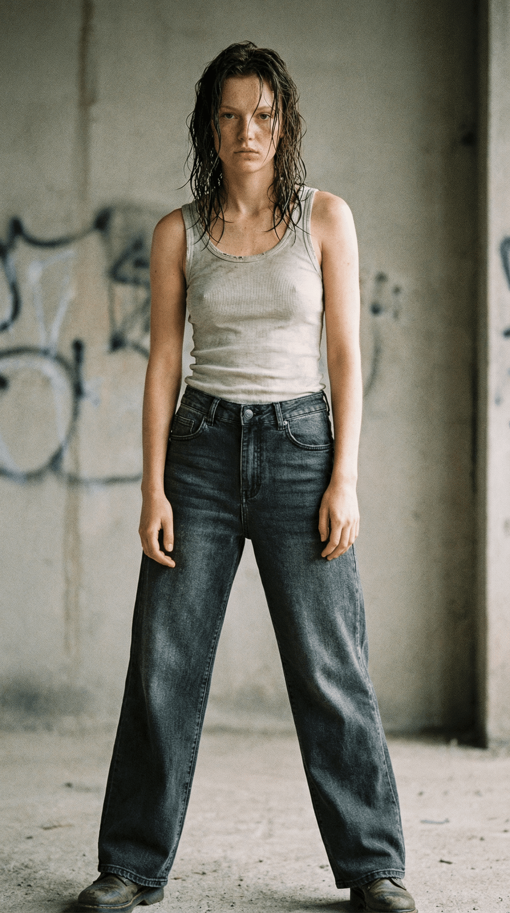 AI product shot of LAVK Wide Leg jeans Black