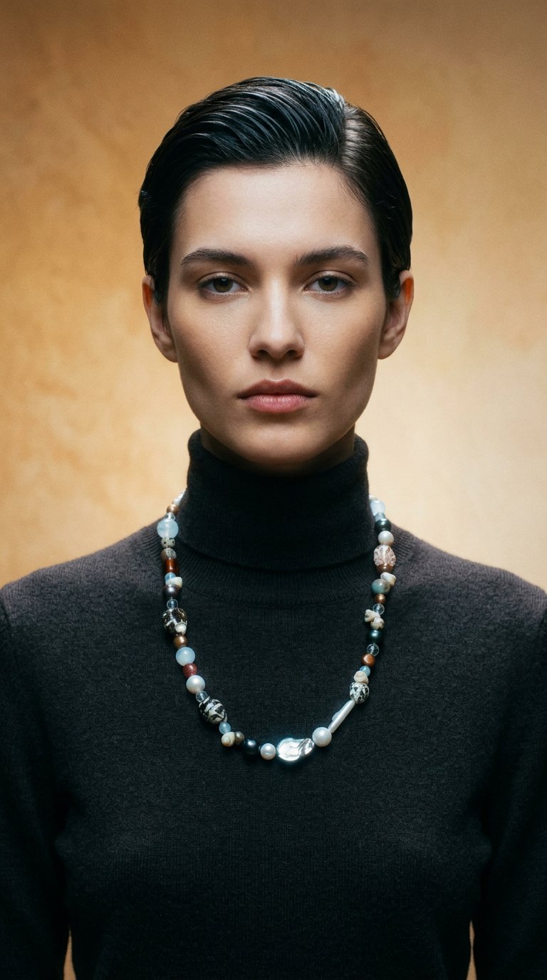AI product shot of Earth & Tide Beaded Necklace