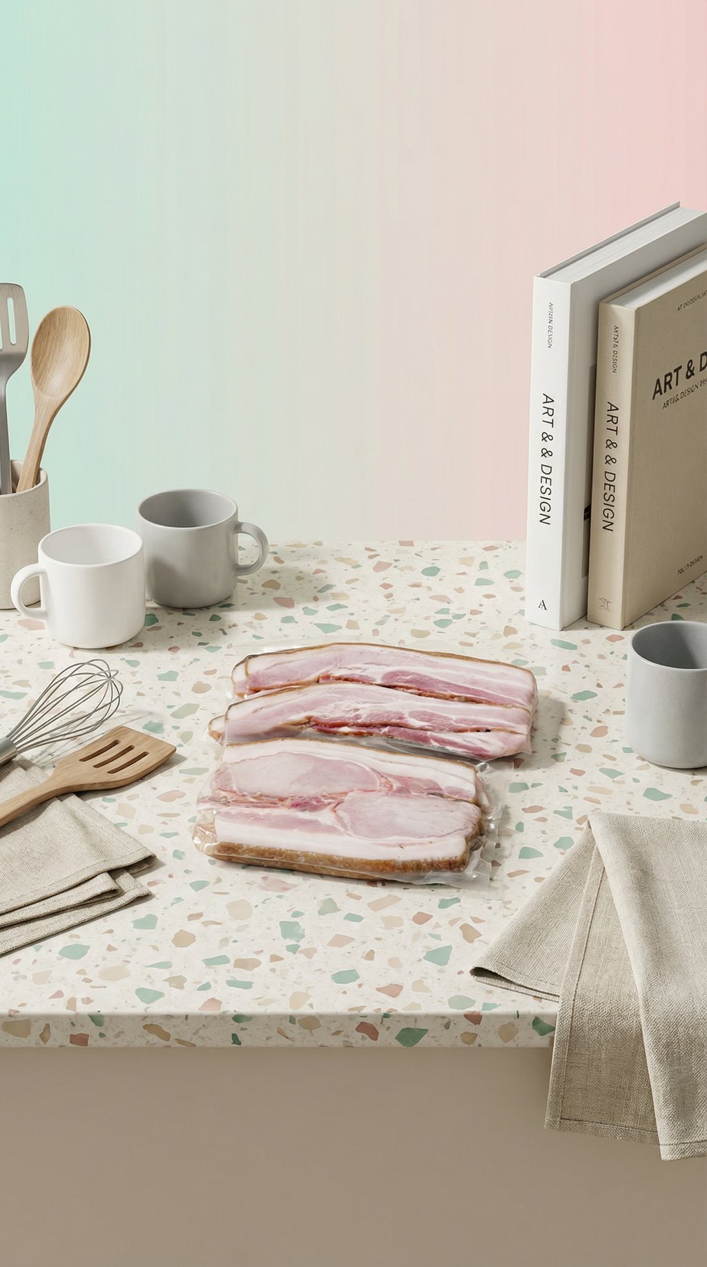 AI product shot of Nitrate Free Wood Smoked Bacon
