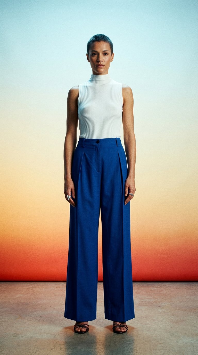 AI product shot of The Zuri Pleated Trouser - Italian Wool Twill