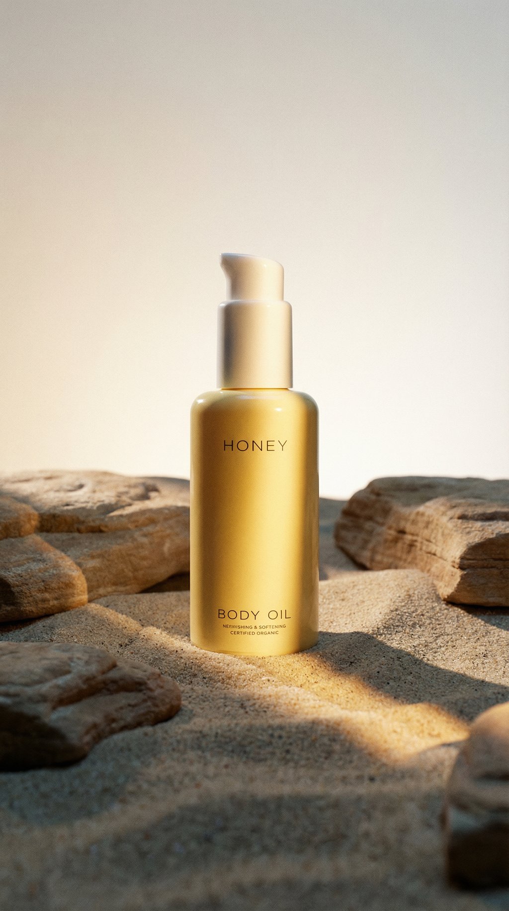 AI product shot of HONEY Body Oil