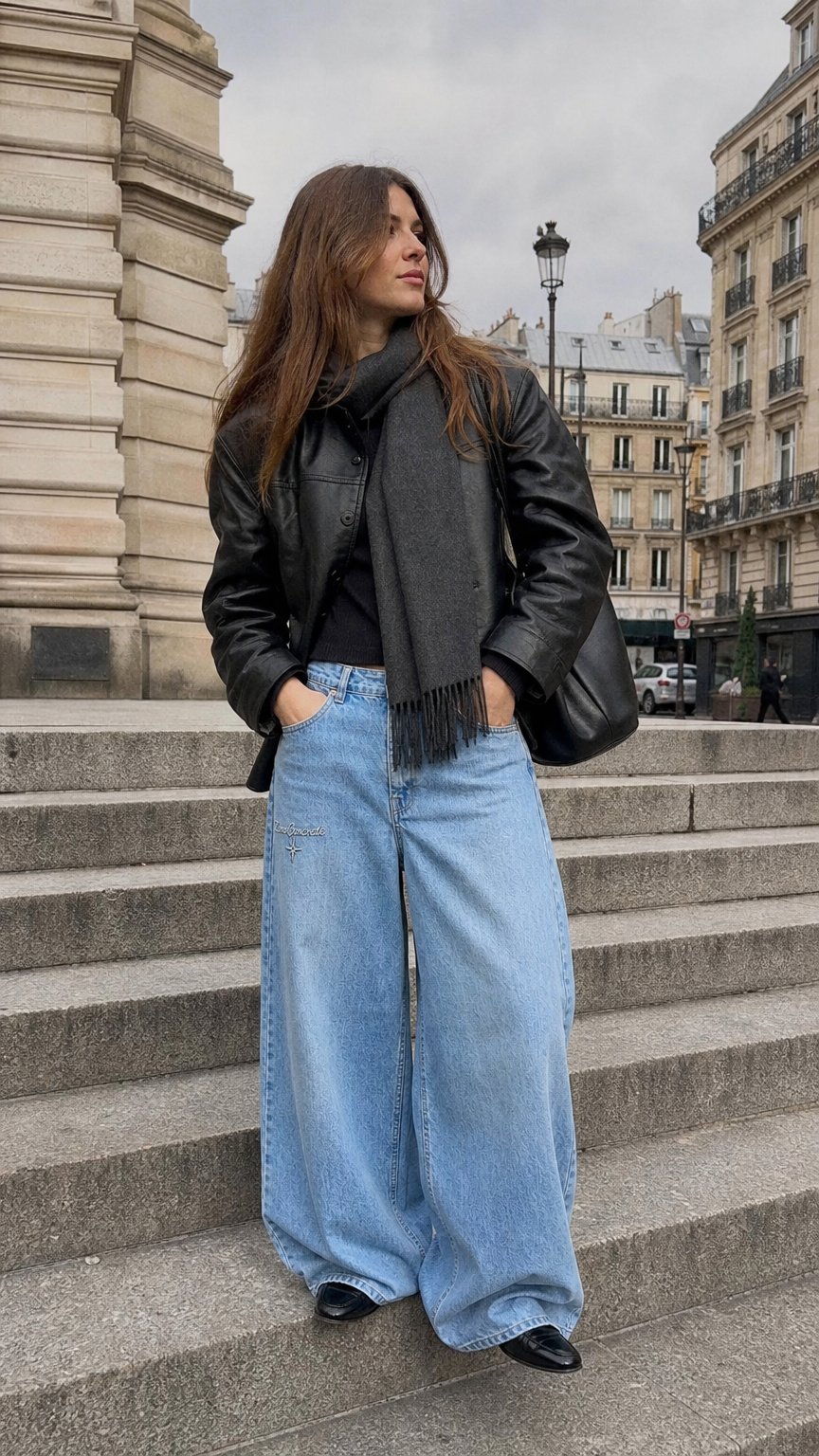 AI product shot of Puddle Baggy Jean — Light Wash