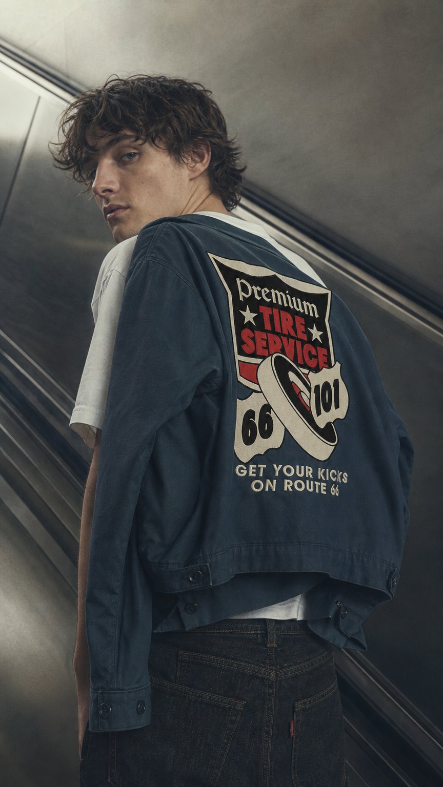 AI product shot of Fits Large to XL - "I Love So-Cal" Jacket ( marine green )
