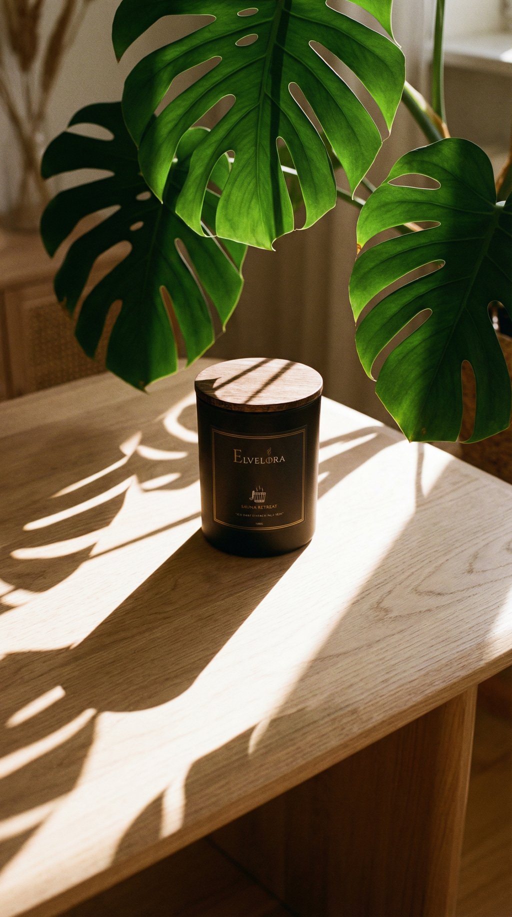 AI product shot of Sauna Retreat - Duftkerze