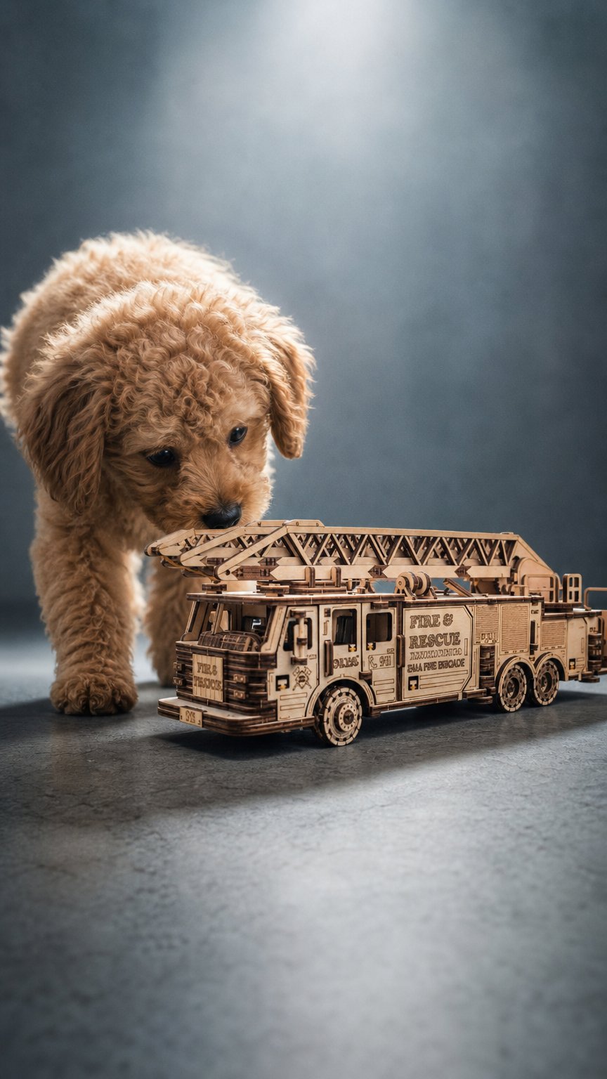 AI product shot of Mechanischer LKW Feuerwehrauto
