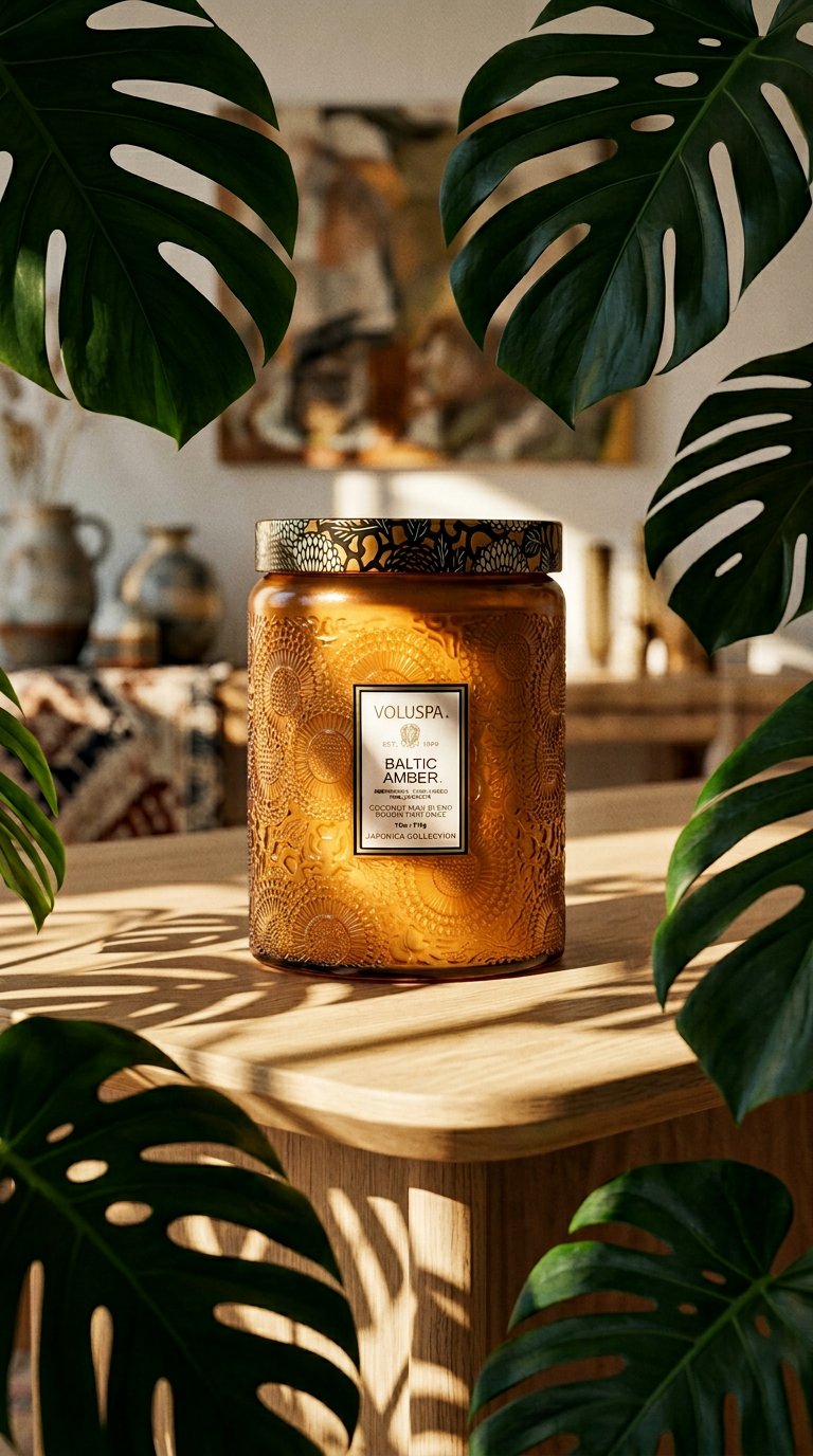 AI product shot of Baltic Amber - Large Jar Candle