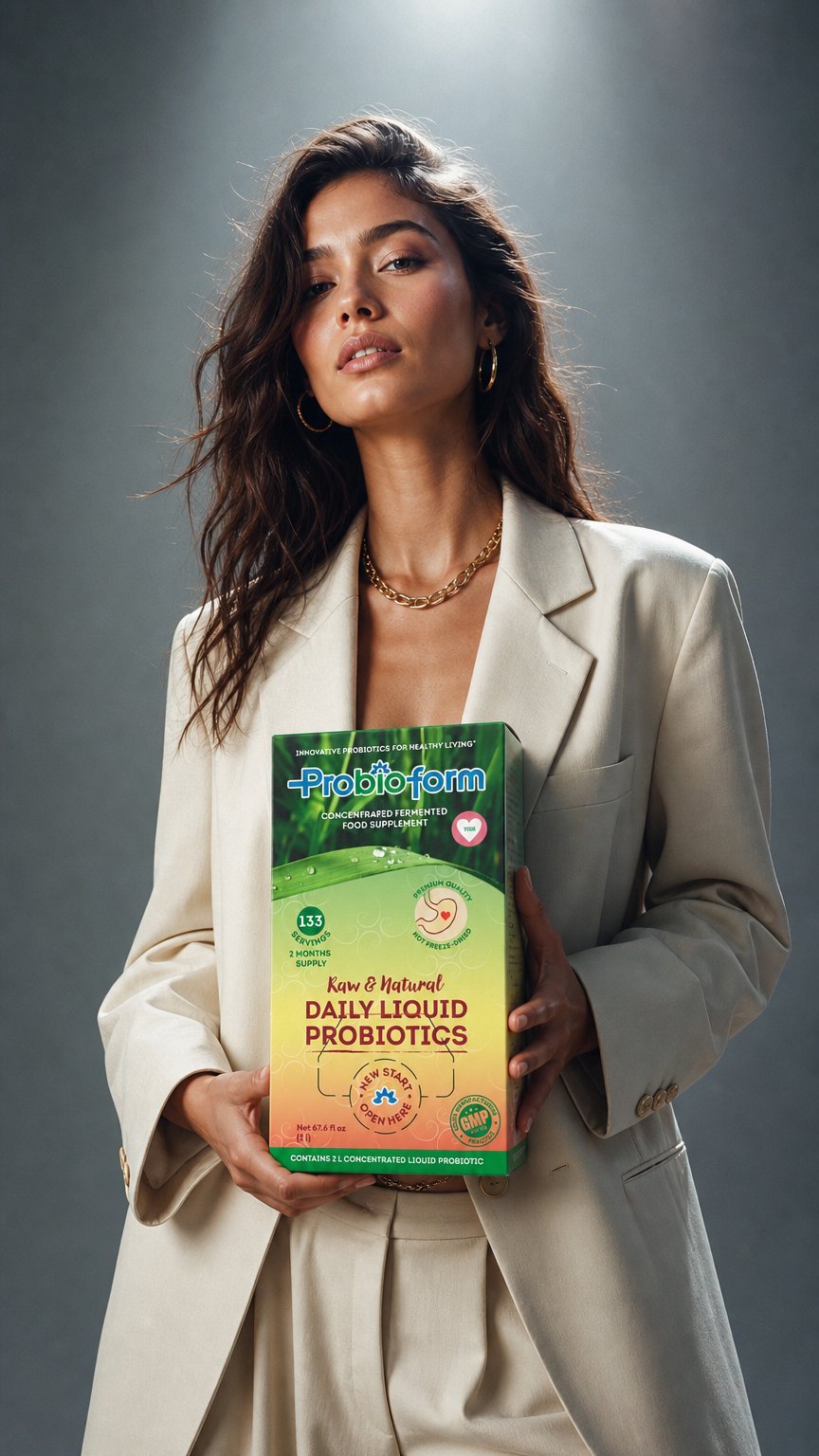 AI product shot of Probioform liquid probiotics