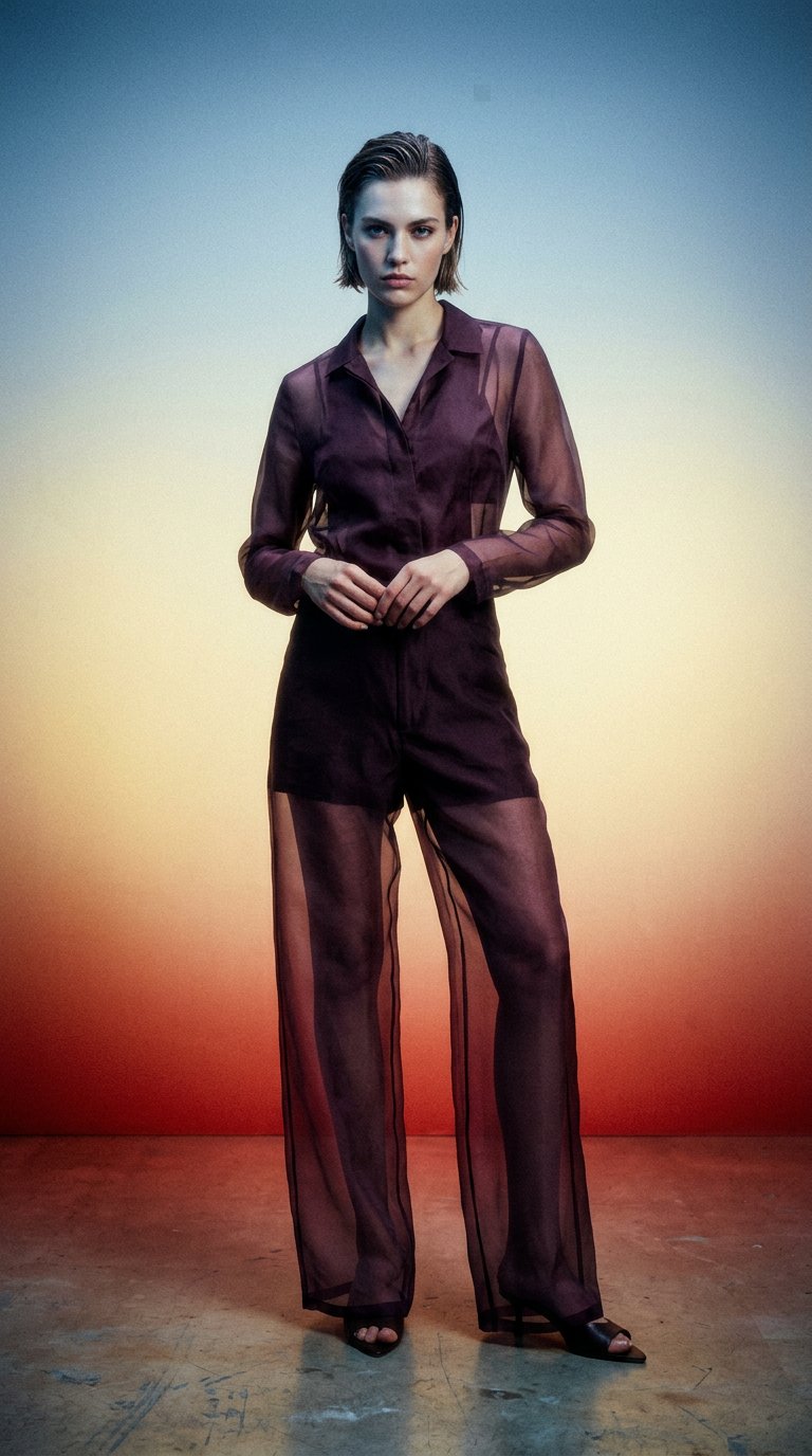 AI product shot of FEDERICA TOSI Organza Wide leg Pants