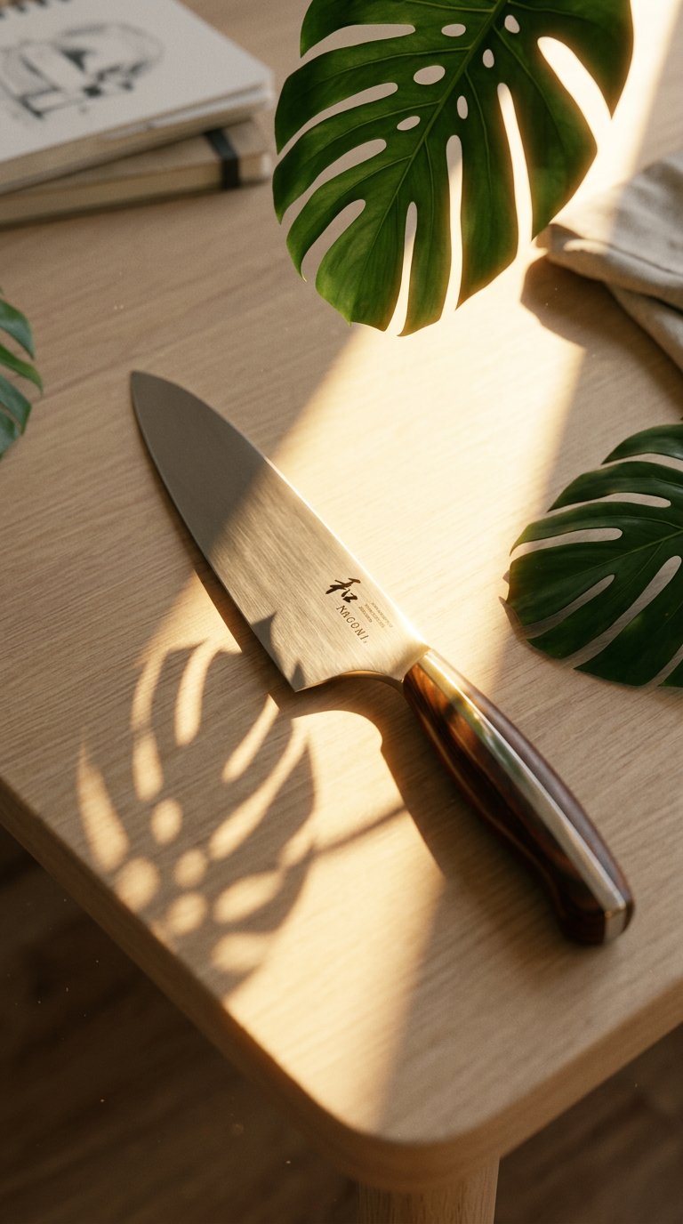 AI product shot of Nagomi Gyuto Chef Knife