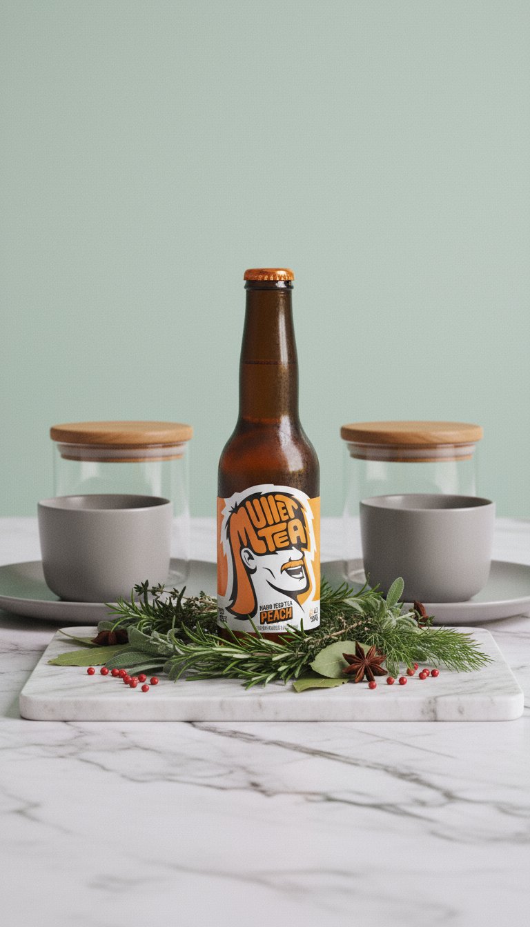 AI product shot of Mullet Tea Peach