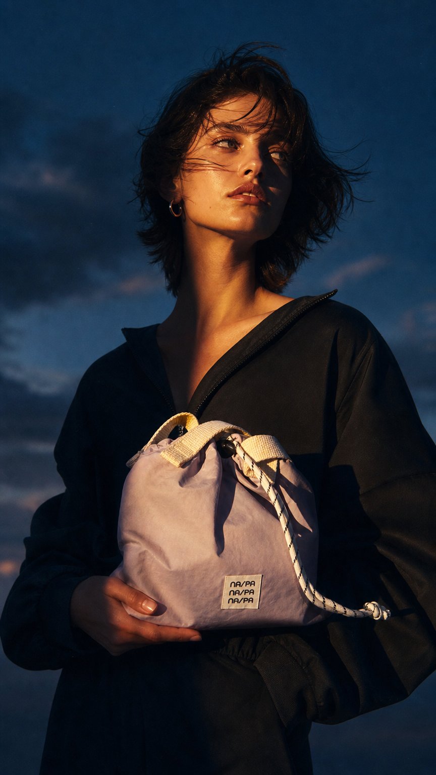 AI product shot of ultralight handbag