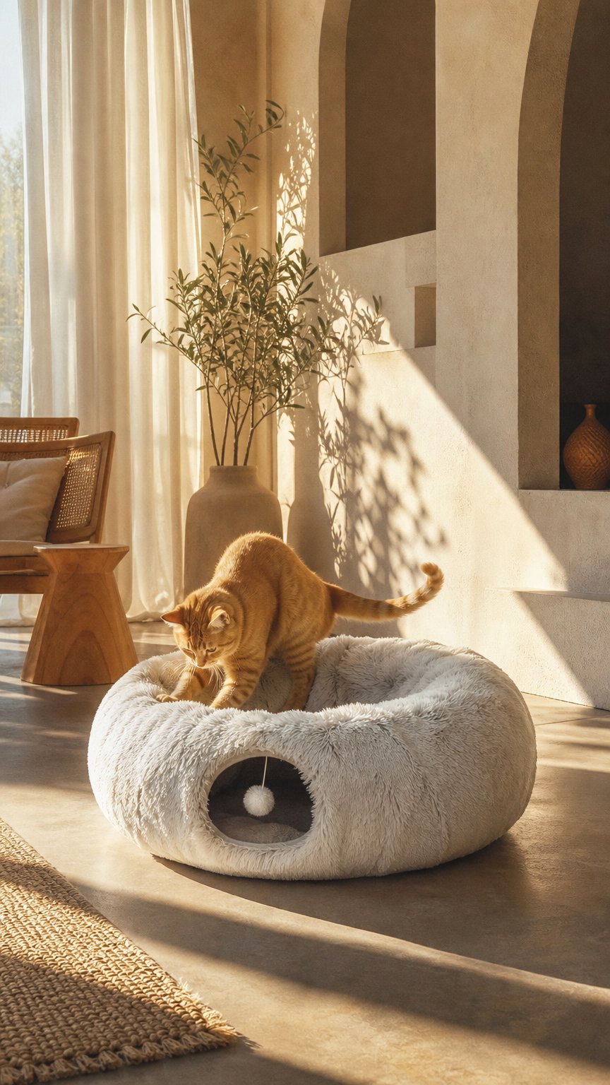 AI product shot of 2 In 1 Round Tunnel Cat Beds