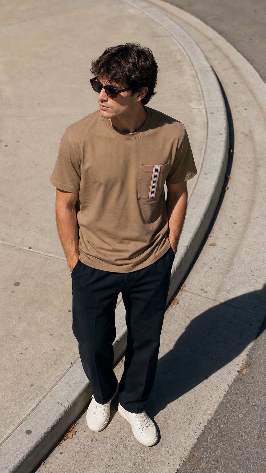 AI product shot of Burberry Striped T-Shirt - Beige