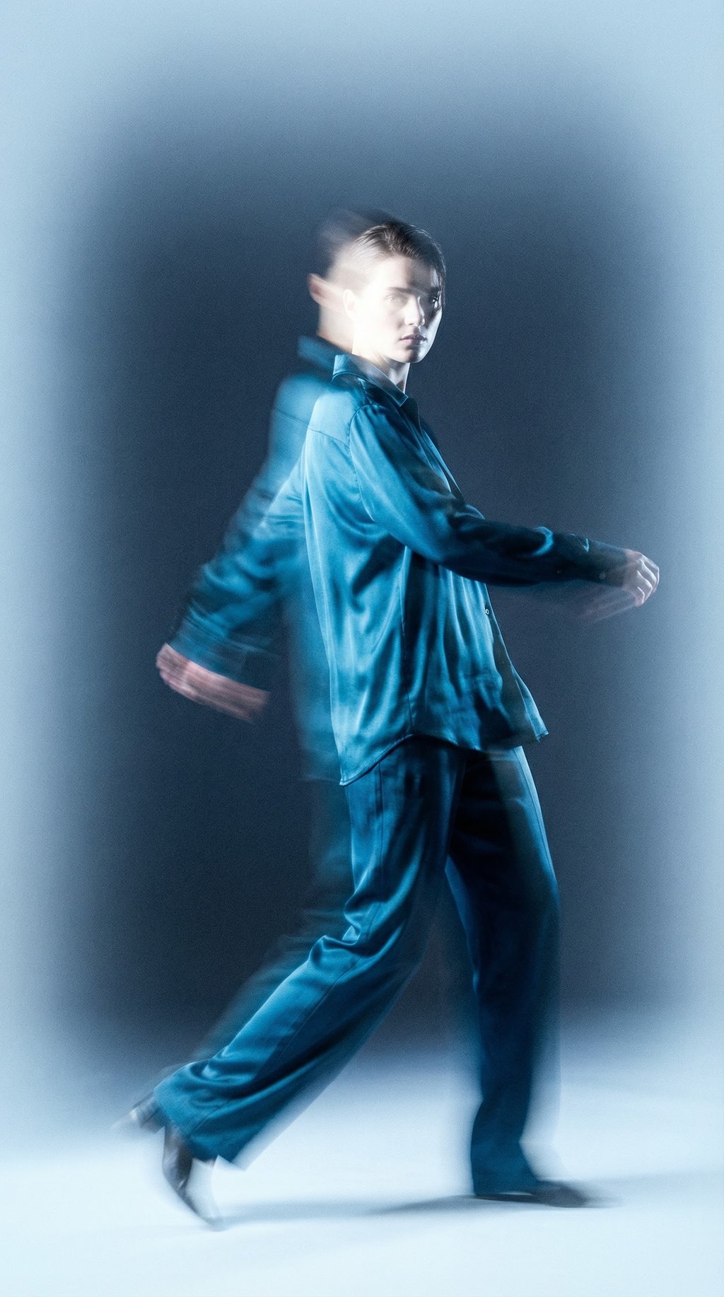 AI product shot of Satin Long Sleeve Shirt