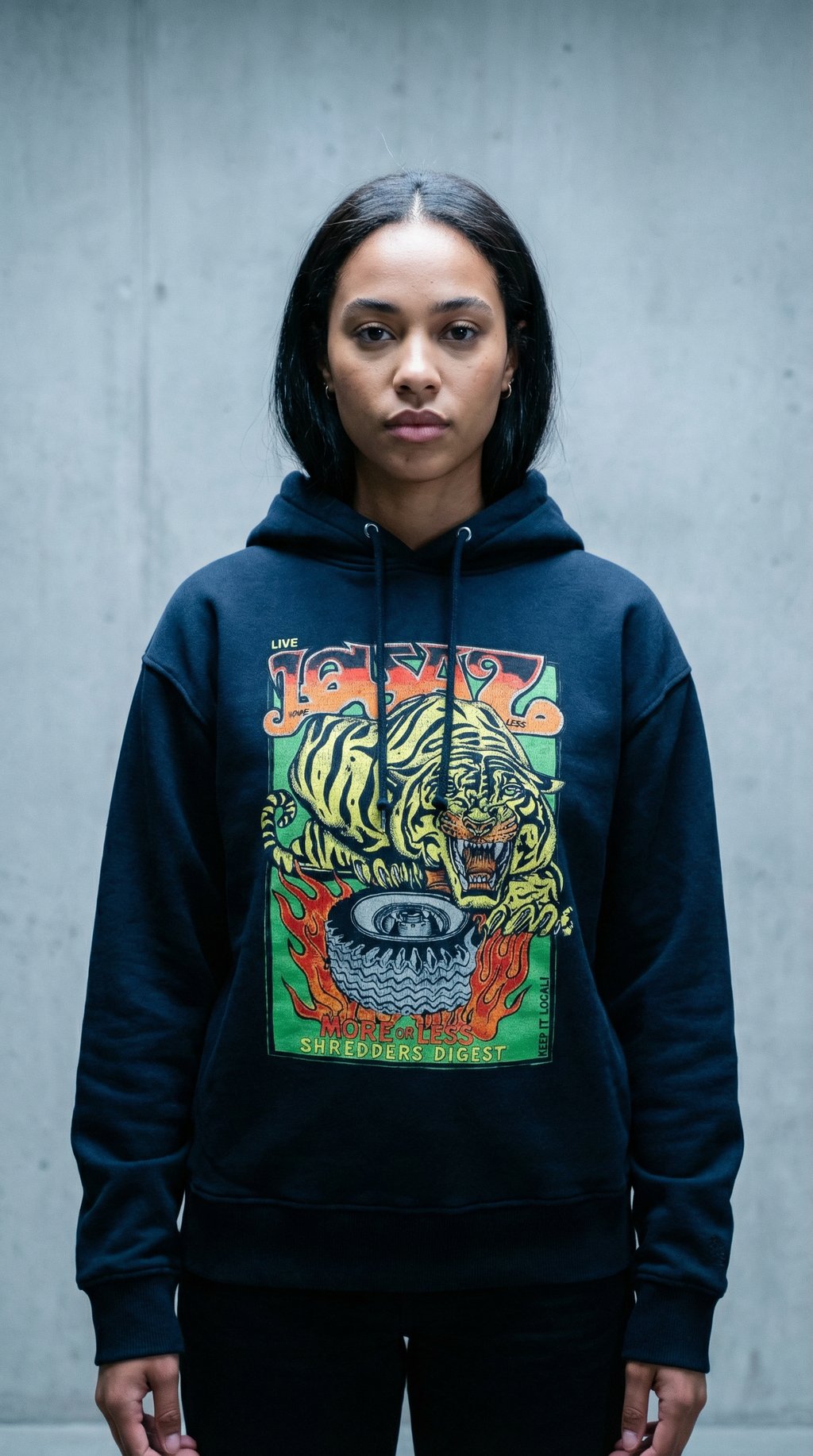 AI product shot of Survival of the Happiest Hoodie