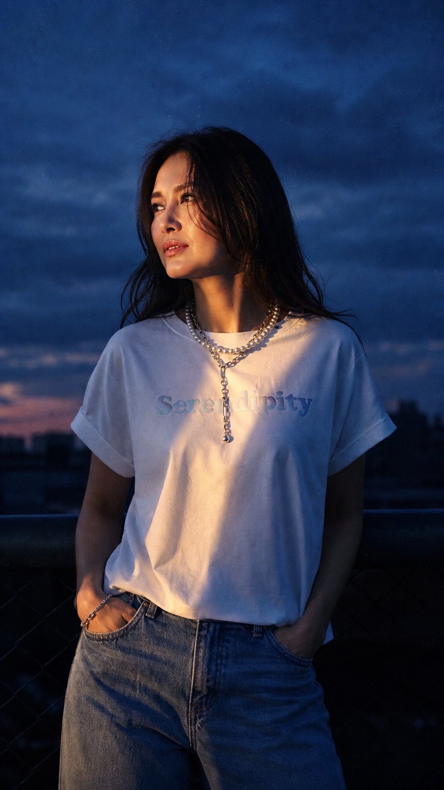 AI product shot of フィルムロゴフレンチTシャツ