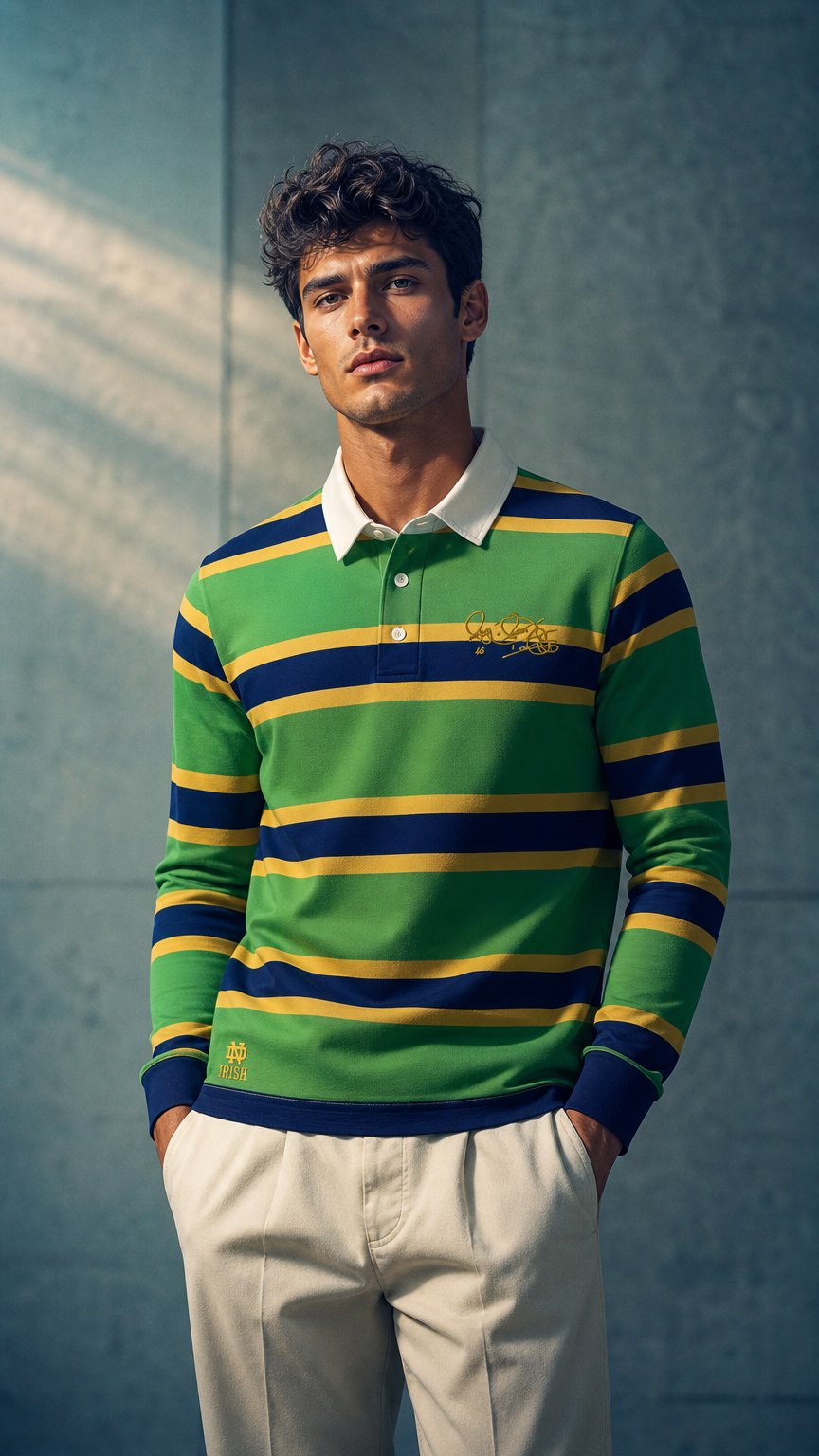AI product shot of Signature Pro® Notre Dame Fighting Irish Men's Rocket Ismail Rugby Shirt