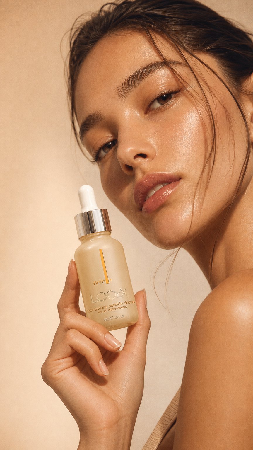 AI product shot of Firm+ Structure peptide drops 30 ml