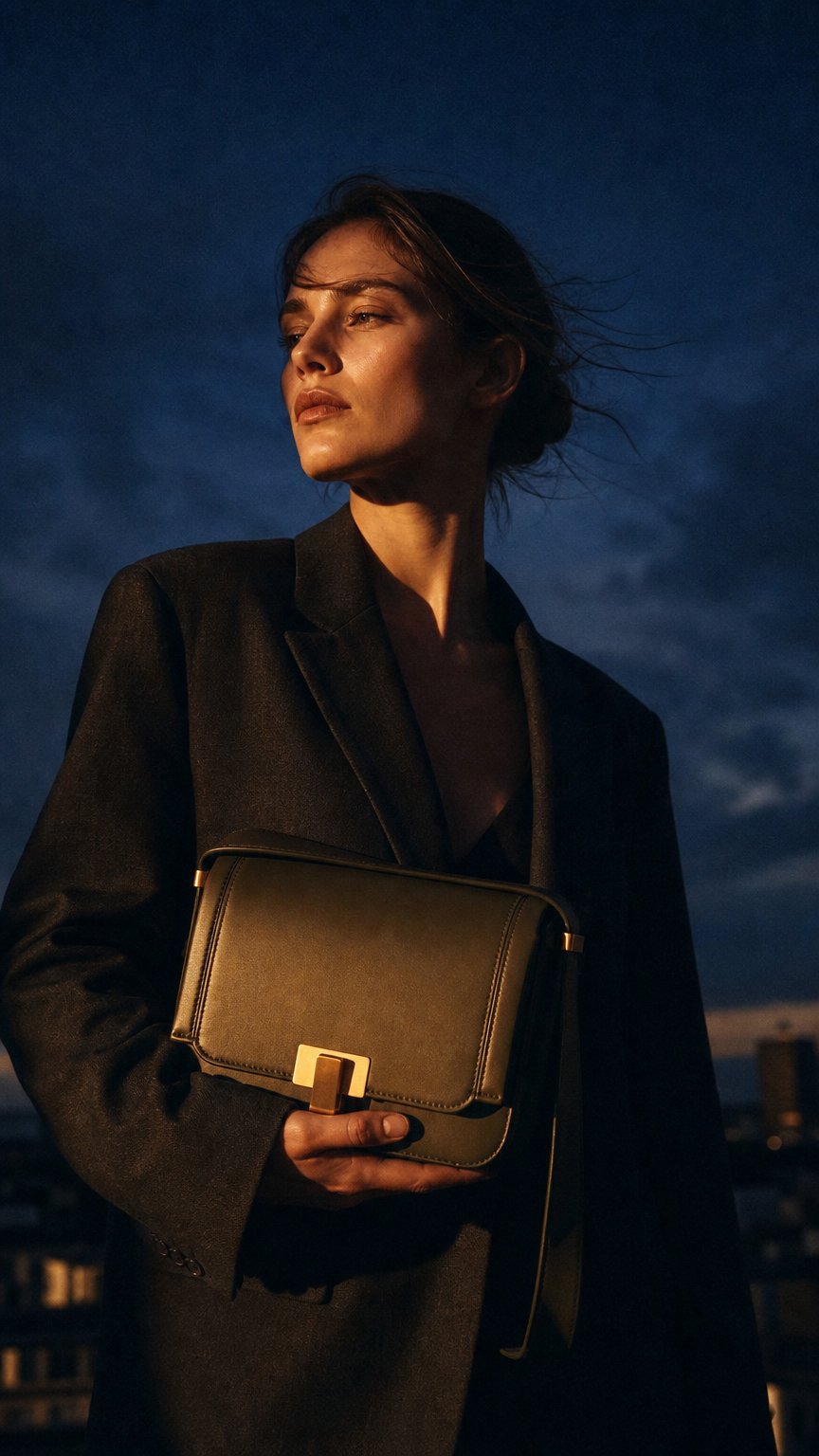 AI product shot of MINI PALAIS ROYAL OLIVE GREEN HANDBAG