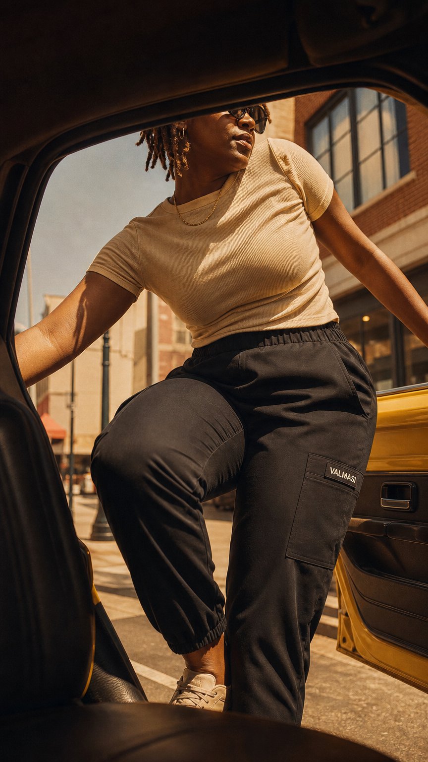AI product shot of Nikki Curvy Cargo Scrub Jogger