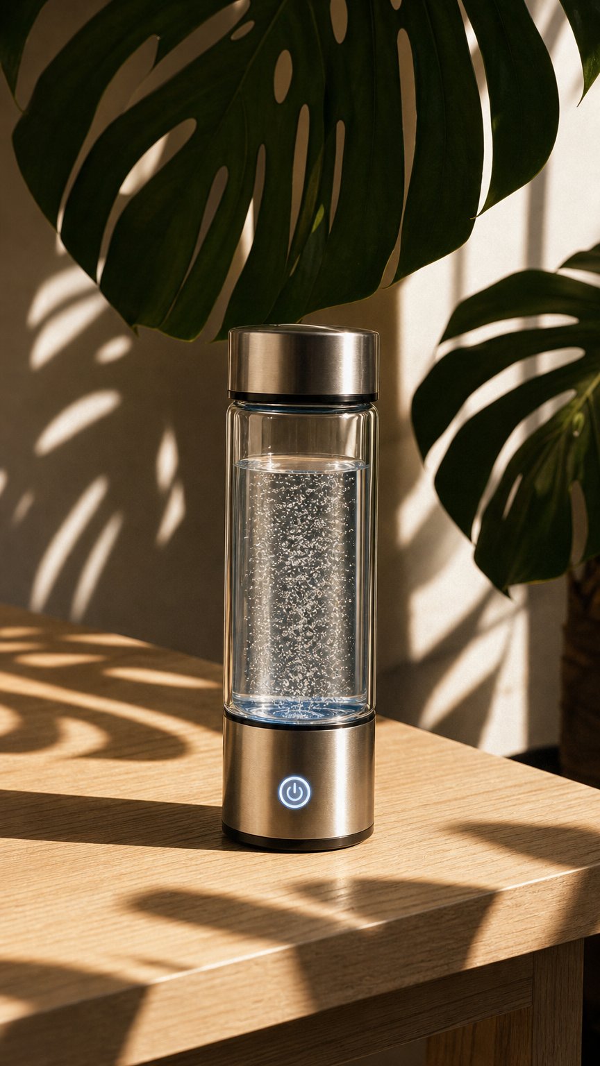 AI product shot of Hydrogen Rich Water Generator Bottle