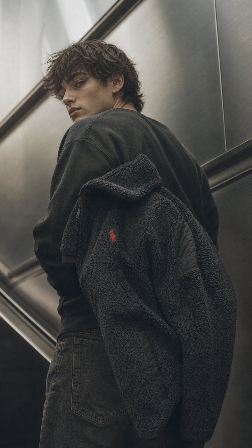 AI product shot of Modern Polo Ralph Lauren Red Pony Sherpa High Neck Fleece Jacket XL