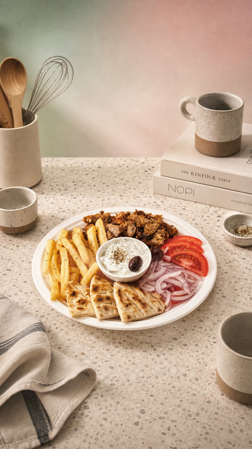 AI product shot of Gyros Tál Hússal / Vega