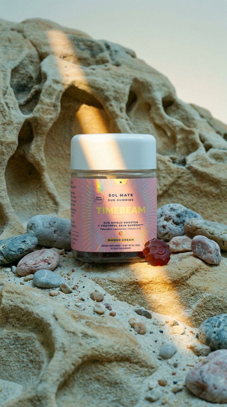 AI product shot of Sol Mate Sun Gummies Skin Protection Supplement