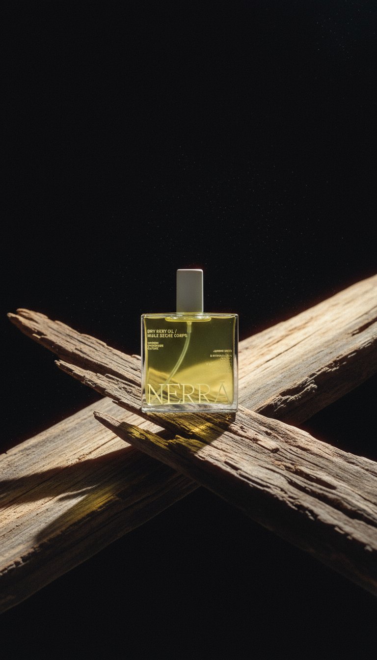 AI product shot of Dry Body Oil