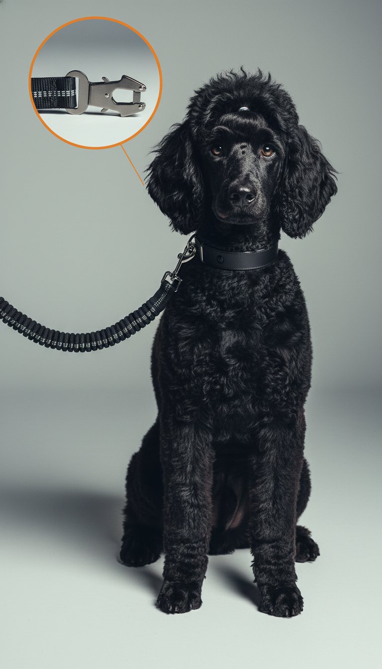 AI product shot of SafeTrek™ Extended Heavy Duty Bungee Leash & Car Seatbelt Buckle