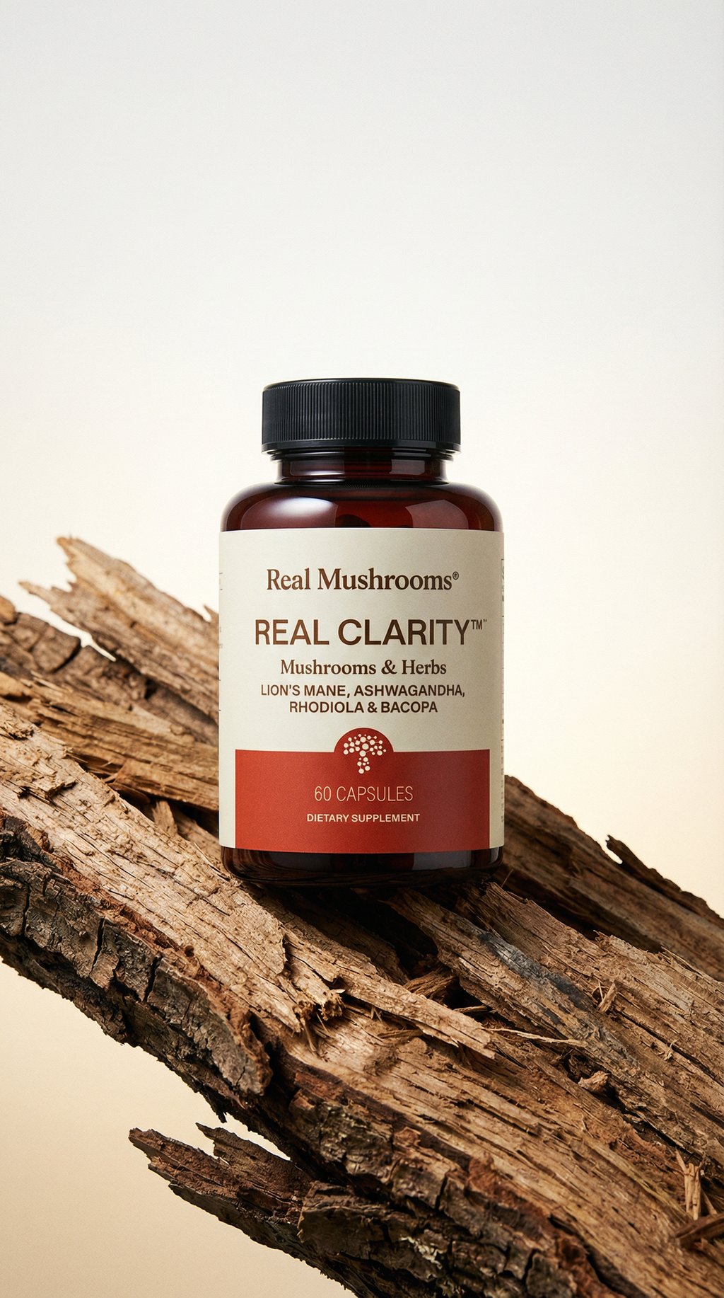 AI product shot of RealClarity - Lion's Mane, Ashwagandha, Rhodiola and Bacopa