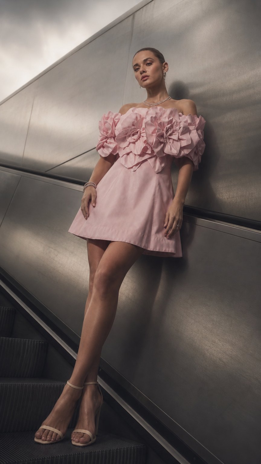 AI product shot of Rosé Petal Mini Dress