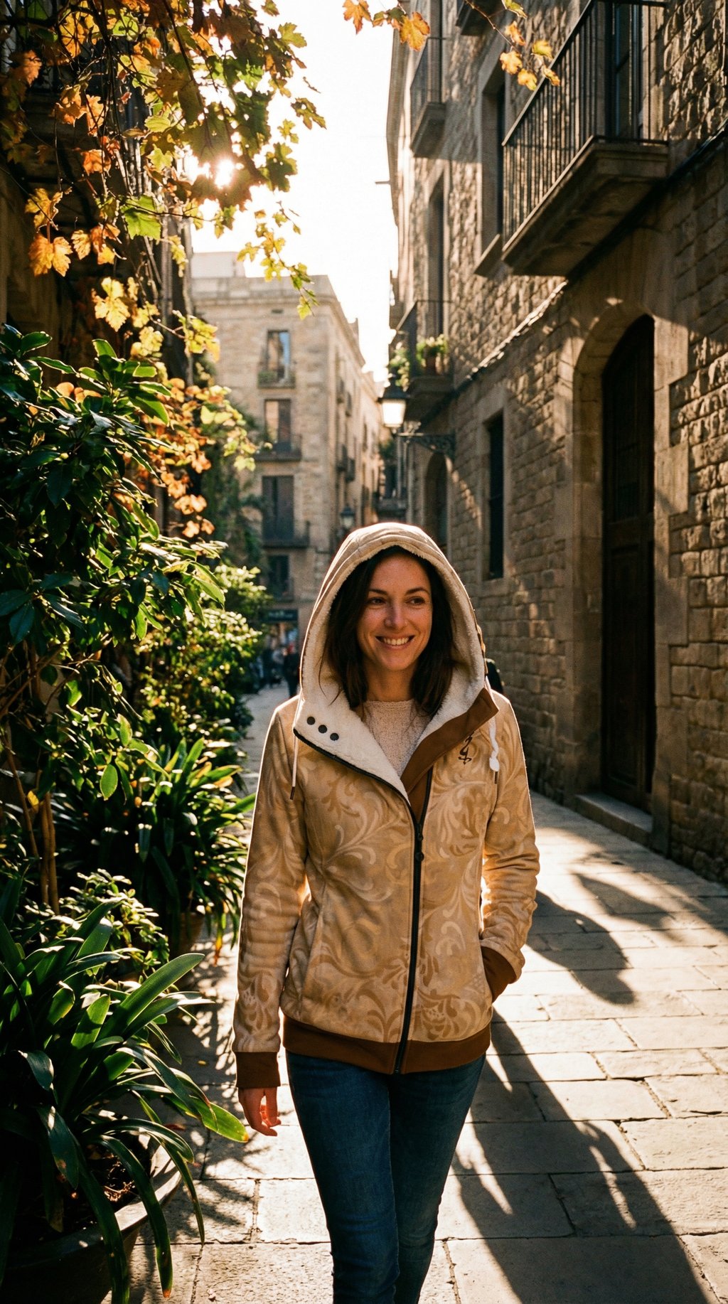 AI product shot of All-Over Print Women's Long Jacket With Fleece Lining