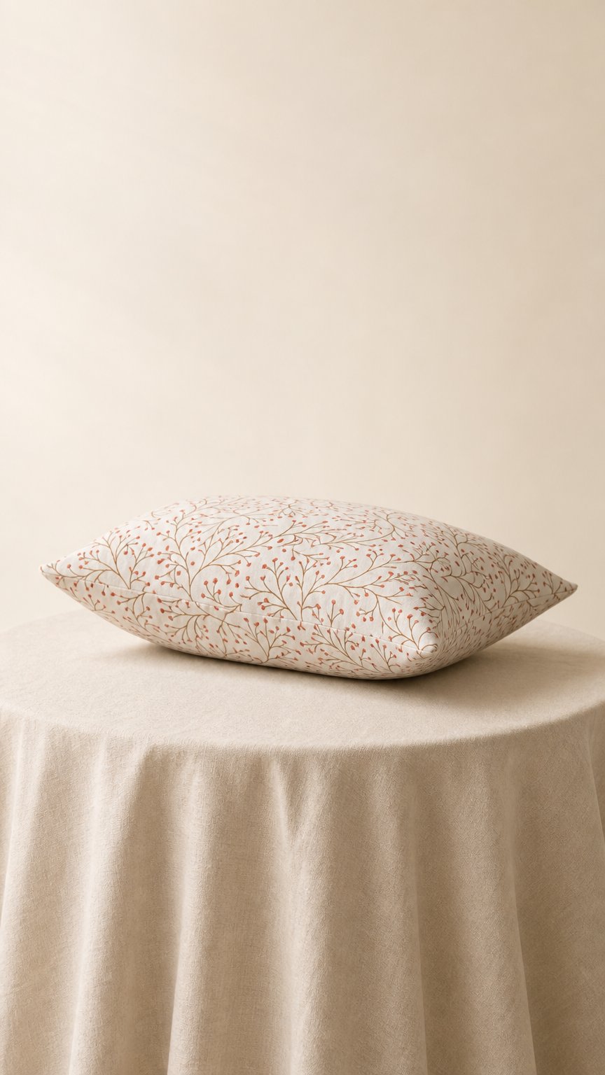 AI product shot of Świąteczna poszewka na poduszkę jarzębina