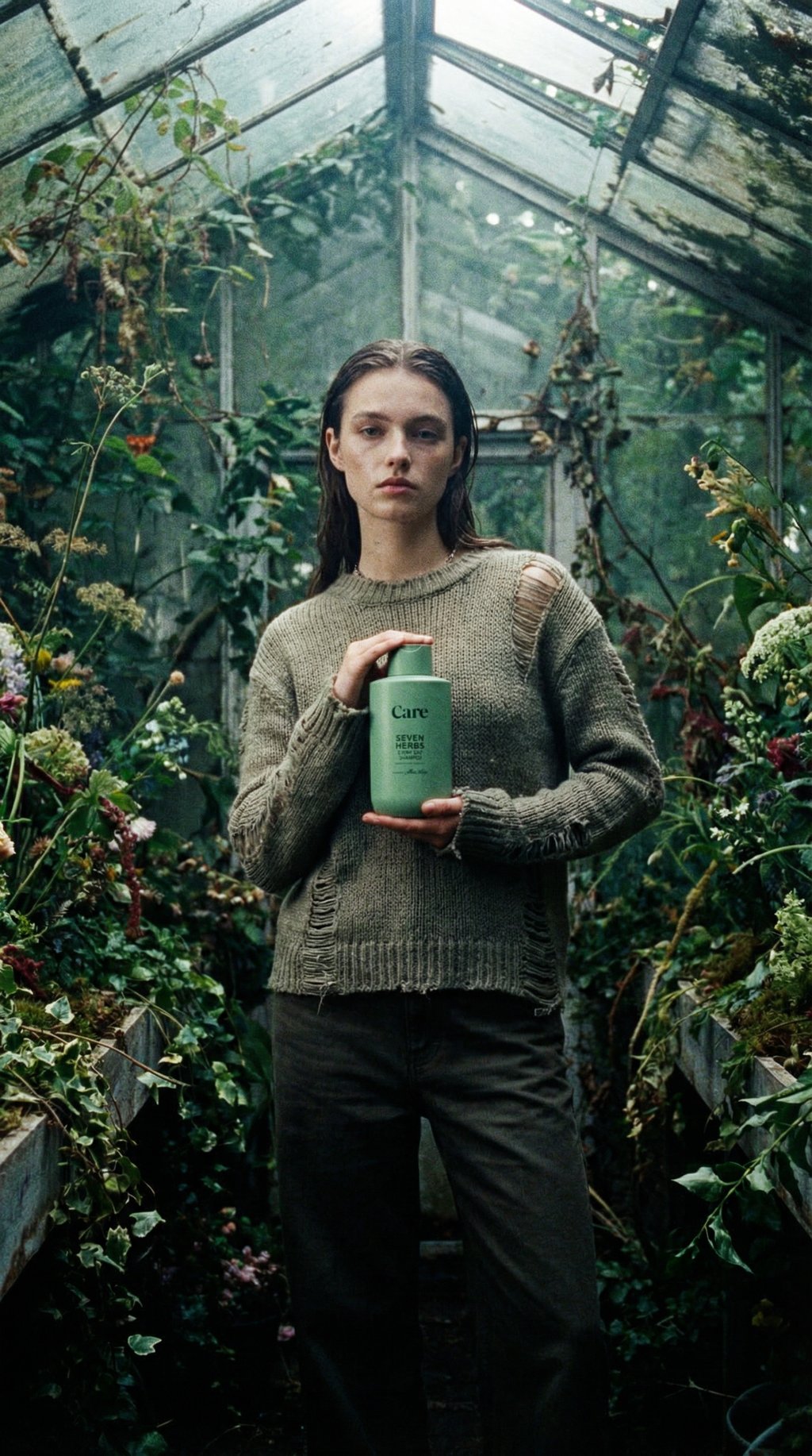AI product shot of Care Seven herbs every day shampoo