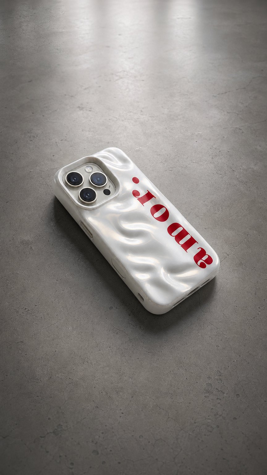 AI product shot of Coque iPhone Nacrée “Amor” – Élégance & Protection