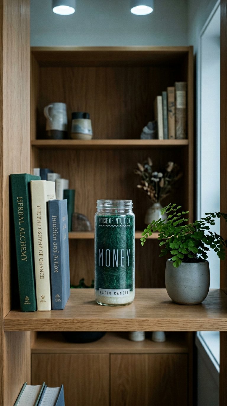 AI product shot of Money Magic Candle