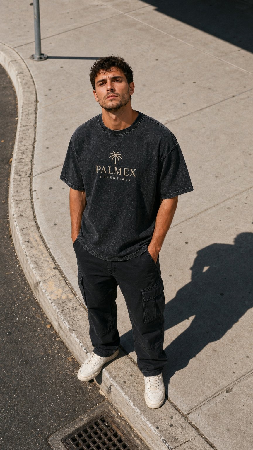 AI product shot of Palmex Essentials Washed Oversize T-Shirt