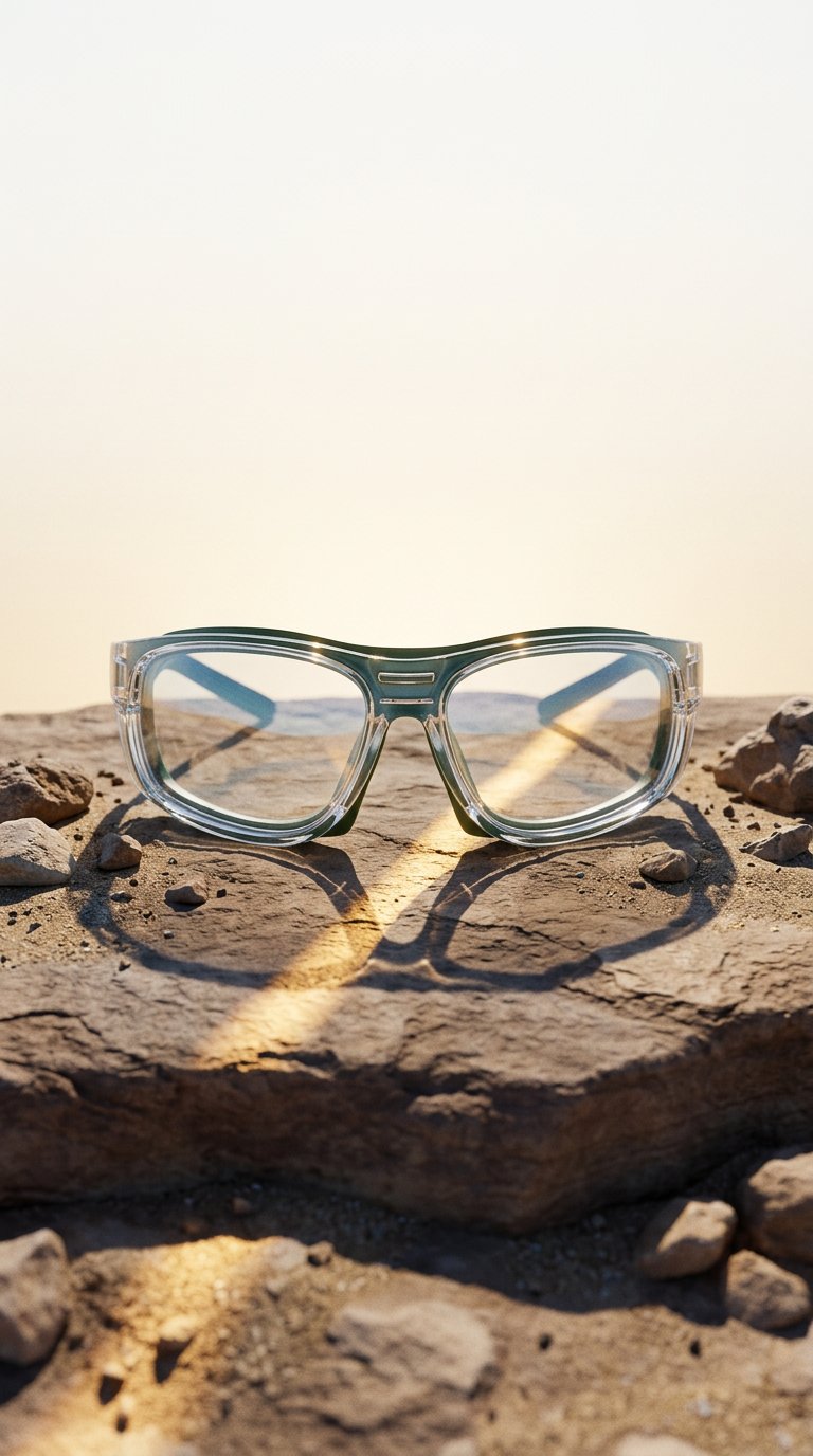 AI product shot of Switches Clear/Green Frame Clear Lens Safety Glasses