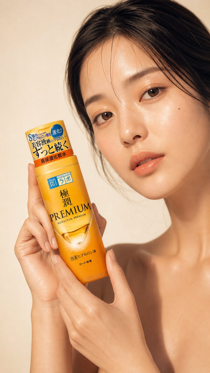 AI product shot of HADA LABO – GOKUJYUN PREMIUM HYALURON LOTION, 170ml