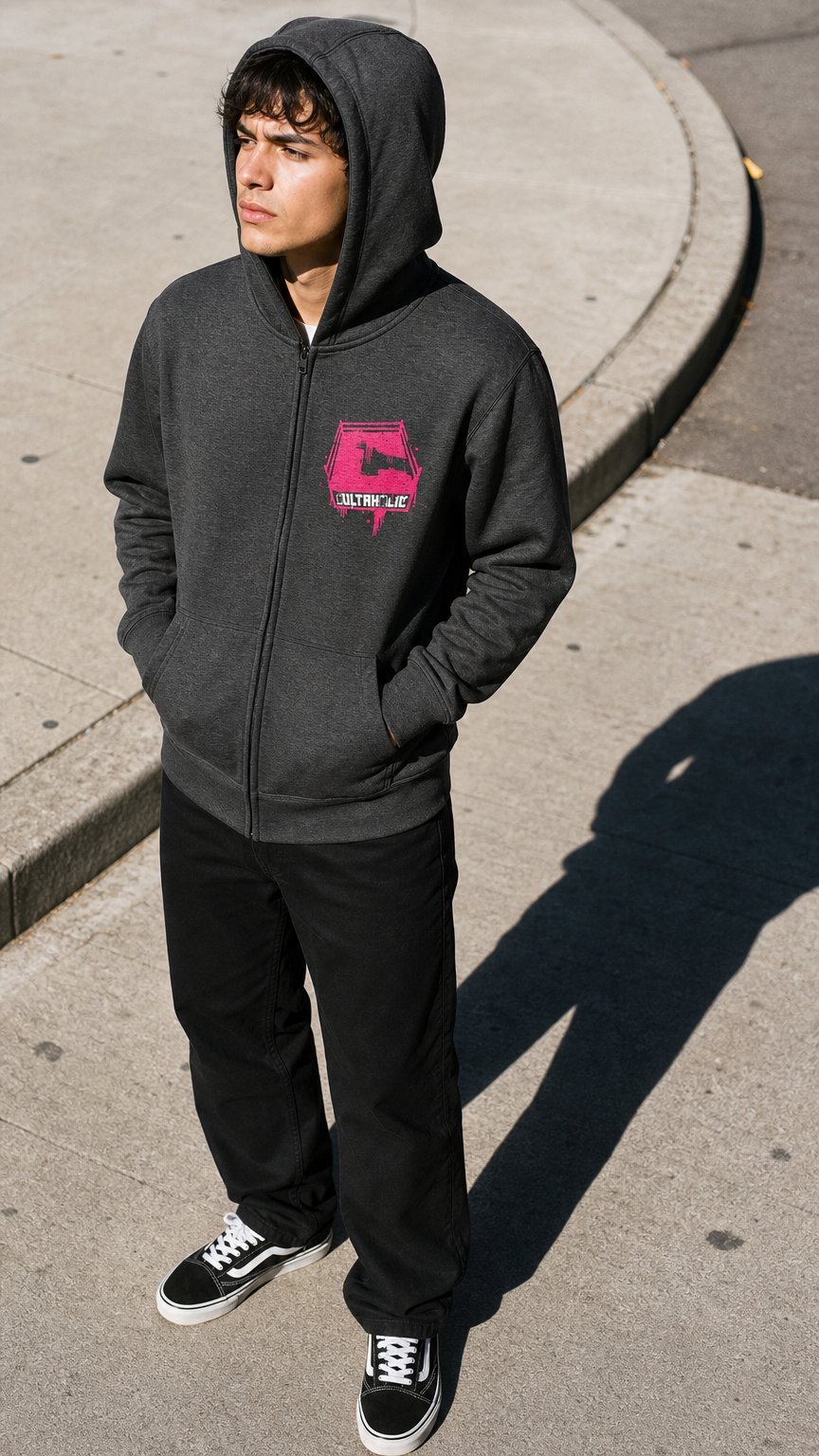 AI product shot of Spray Paint Logo Zip-Up Hoodie