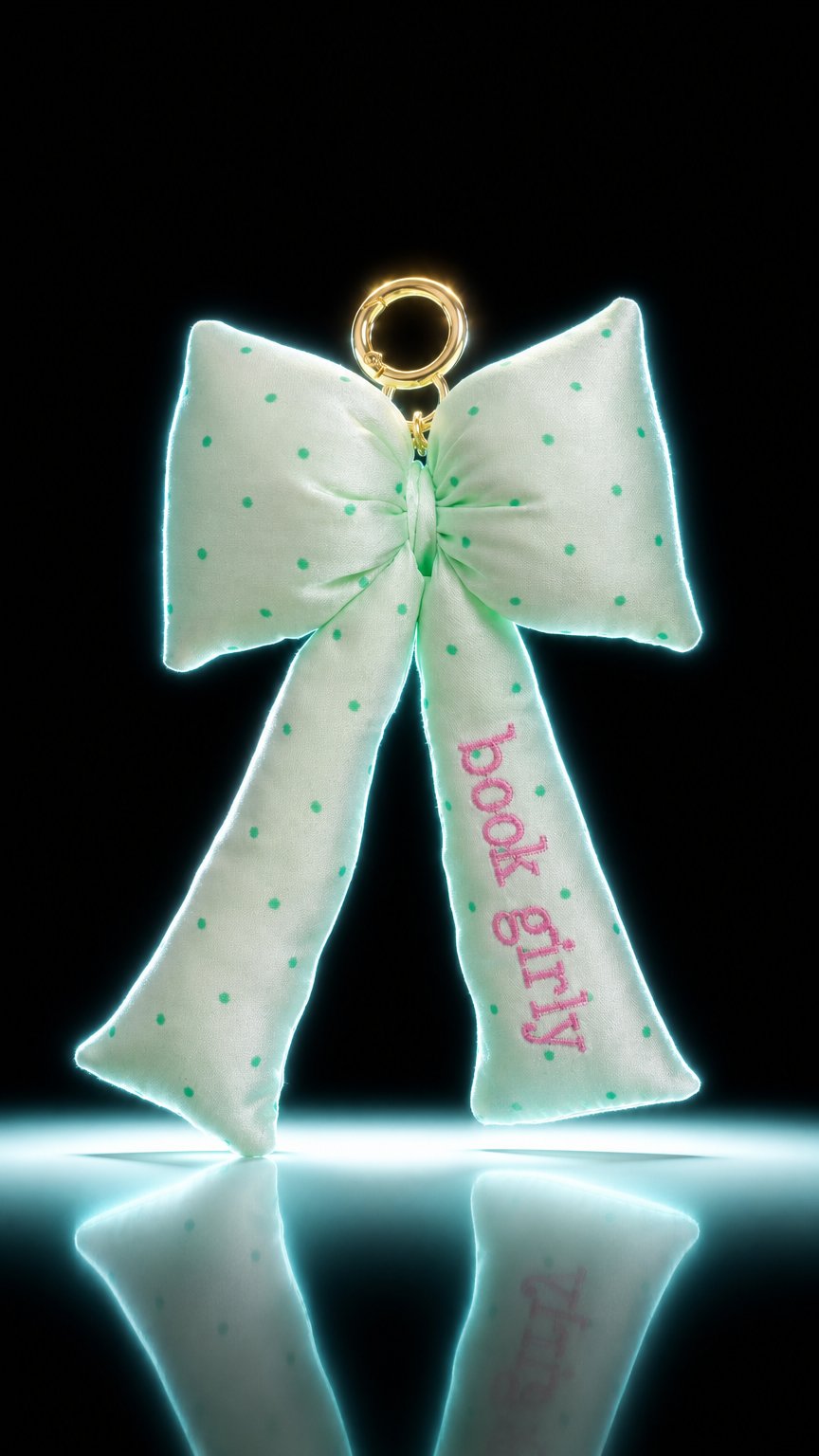 AI product shot of Book Girly Bow Bag Charm