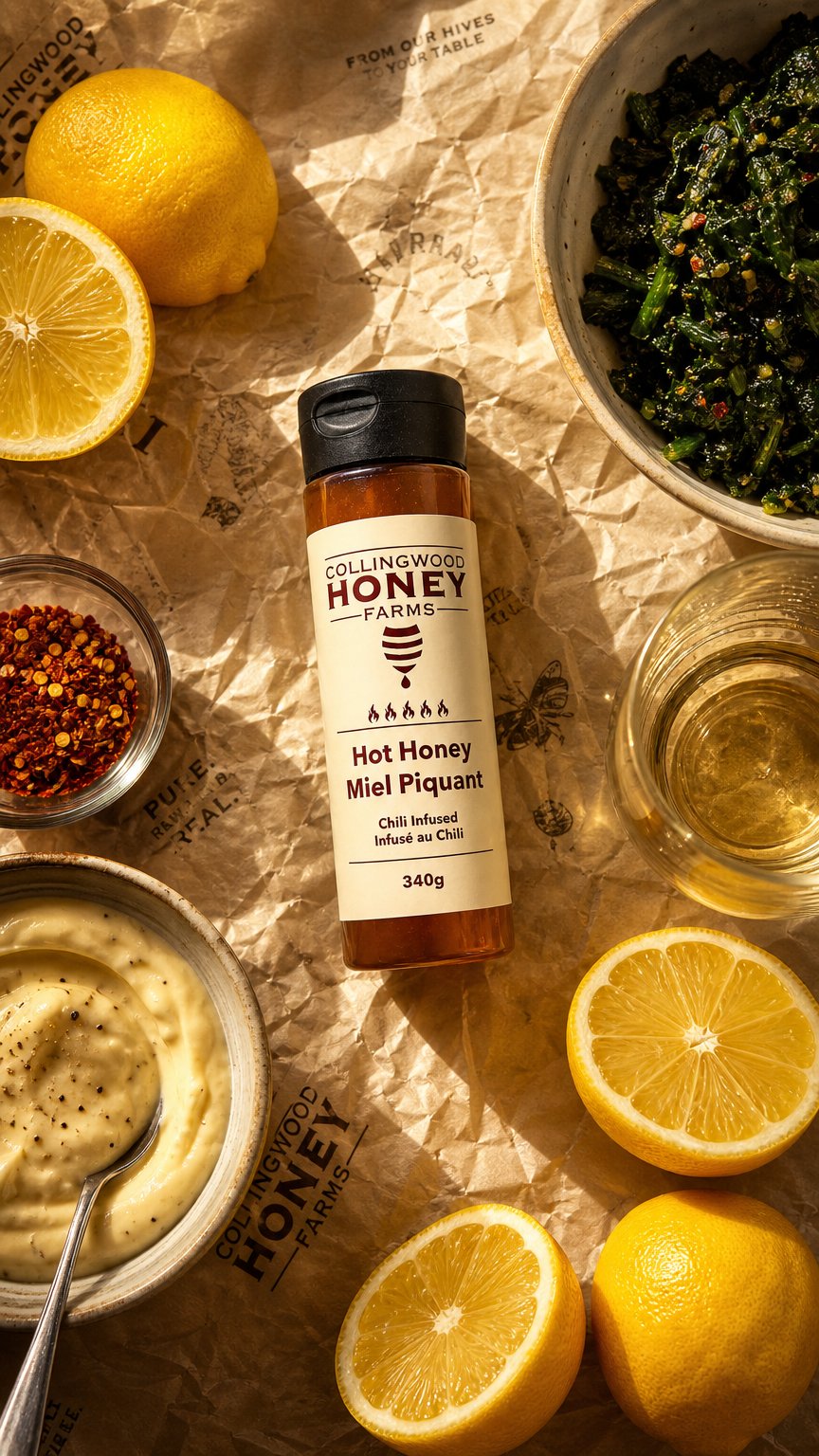 AI product shot of 340g Chili Infused Hot Honey