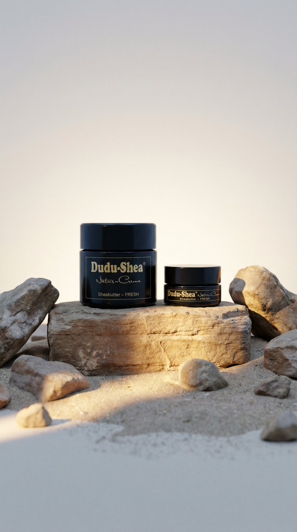 AI product shot of Dudu Shea® FRESH - reine afrikanische Sheabutter Natur-Creme