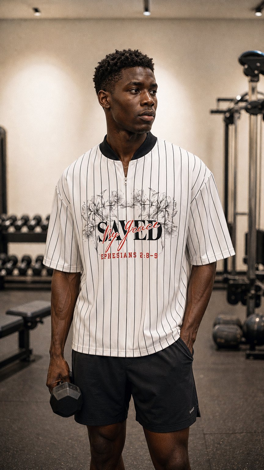 AI product shot of Unisex Striped Full-Zip Baseball Jersey