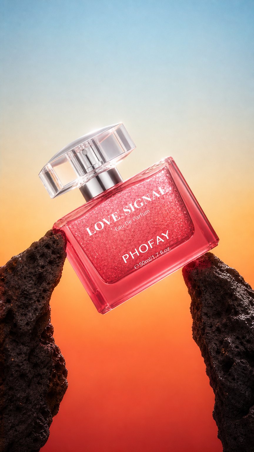 AI product shot of LOVE SIGNAL – A Date Night Fragrance for Unforgettable Moments